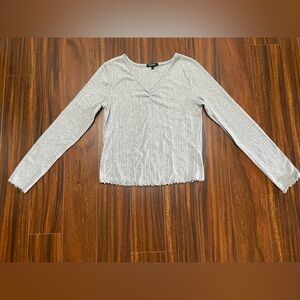 George women’s large long sleeve t-shirt, textured, ruched, grey